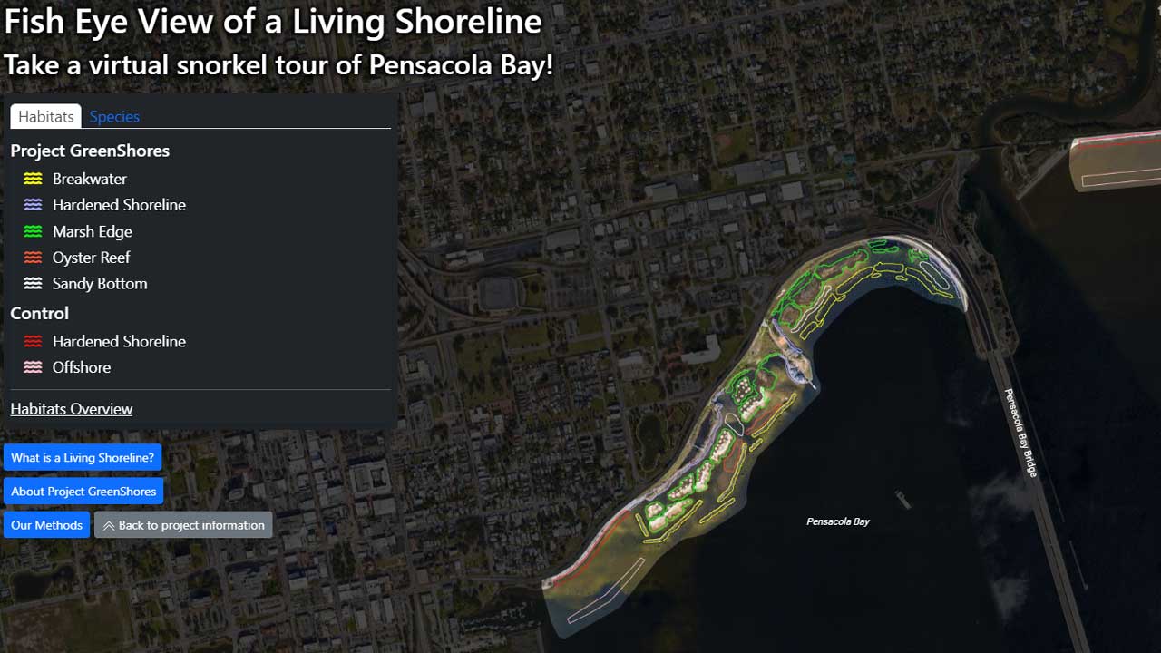 interactive website for project greenshores in pensacola.